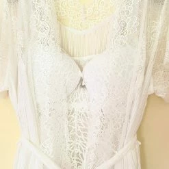 The Wedding Library Bridal Robe Lace With Inner & Sexy Panty White (3pcs In 1 Set) Bridal Robes