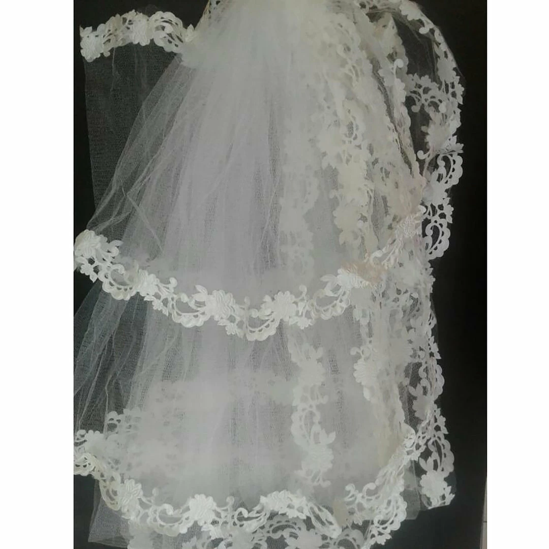 The Wedding Library Bridal Veils Bridal Veil 4Layered W/ Flowers (Ecru) 1 The Wedding Library Bridal Veils Bridal Veil 4Layered W/ Flowers (Ecru)