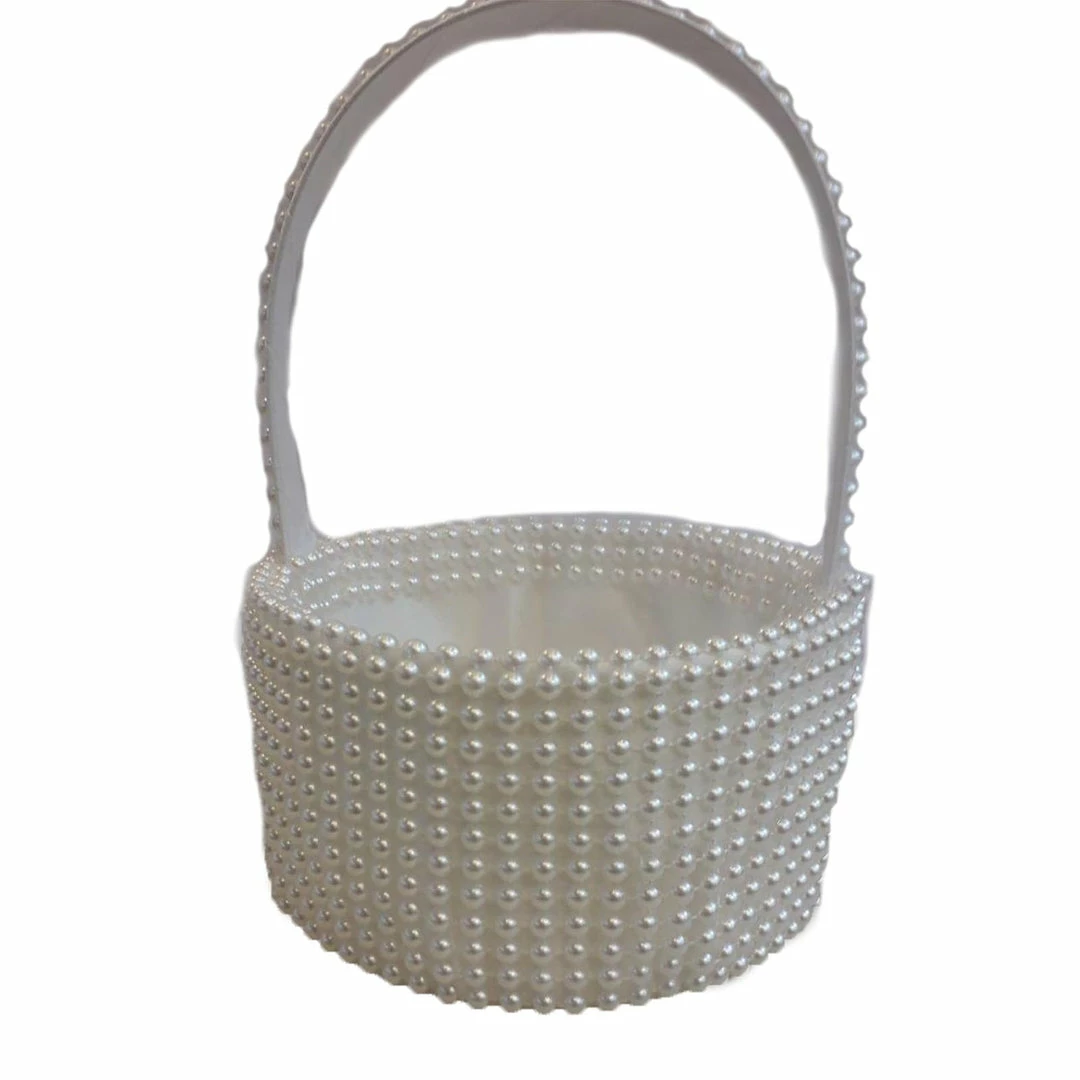 The Wedding Library Flower Girls And Bearers Accessories Flower Girl Basket Pearl (Ecru) 1 The Wedding Library Flower Girls And Bearers Accessories Flower Girl Basket Pearl (Ecru)