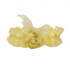 The Wedding Library Wedding Garter MBF Rose & Feathers (Ecru)
