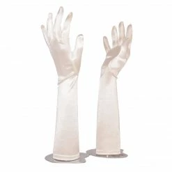 The Wedding Library Bridal Gloves Gloves M Spandex With Fingers Plain (White)