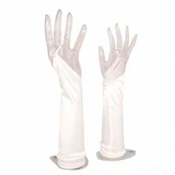 The Wedding Library Bridal Gloves Gloves L Spandex Fingerless Plain (White)