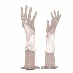 The Wedding Library Bridal Gloves Gloves S Spandex Fingerless With Design Plain 2 (White)