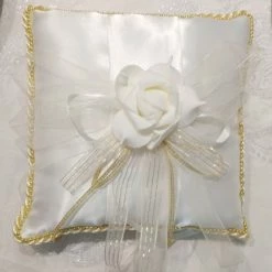 The Wedding Library Pillow Single Flower Rose For Ring (Ecru) Pillows & Pillow Sets