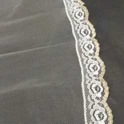 The Wedding Library Bridal Veils Bridal Veil 03 White W/ Metallic Gold Accent