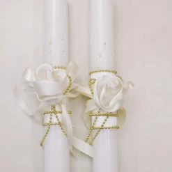 The Wedding Library Secondary Sponsor Candles Secondary Candle Set Lovely Rose (Ecru/Gold)