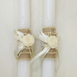 The Wedding Library Secondary Candle Rustic Rose With Ribbon