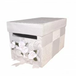 The Wedding Library Money Bags, Money Boxes, & Money Wells Money Box01 (White With Silver)