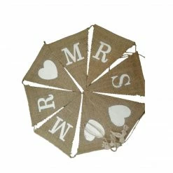 The Wedding Library Banner Mr ❤️ Mrs Rustic Wedding Burlap Banner - White Text Bridal Shower Accessories