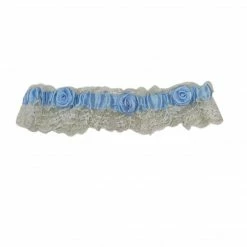 The Wedding Library Garters Wedding Garter Mini Lace (Ecru With Blue)