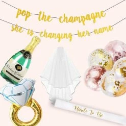 The Wedding Library Bridal Shower Bachelorette Party Premium Decor With Veil, Banner, Bride To Be Sash, Balloons