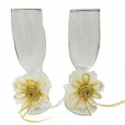 The Wedding Library Toasting Glasses Set Of 2 Regular Top (Gold)