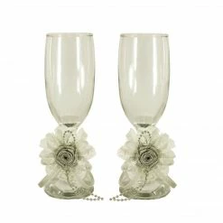 The Wedding Library Toasting Glasses Set Of 2 Regular Top (Silver)