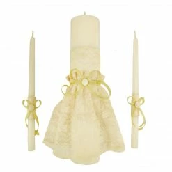 The Wedding Library Unity Candle Set Lace (Ecru)