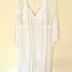 The Wedding Library Bridal Robes Bridal Robe Lace With Inner & Sexy Panty Ecru (2pcs In 1set)